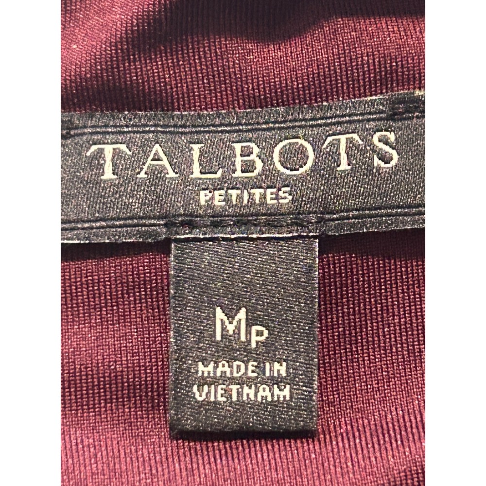 Talbots Burnout Velvet Top Womens Large Burgundy Excellent Cowl Neck Houndstooth - Picture 9 of 10